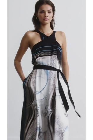 Reiss Navy Hope Jewel Print Maxi Dress - Image 2 of 8
