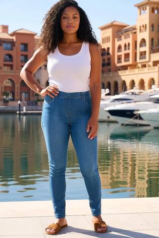 Roman Blue Curve Stretch Denim Leggings - Image 2 of 5