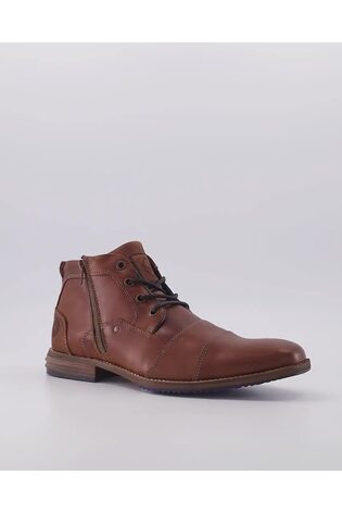 Dune London Brown Captains Double Toe Cap Detail Leather Boots - Image 2 of 6