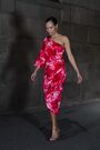 Sosandar Pink Wrap Skirt One Shoulder Midi Dress - Image 2 of 6