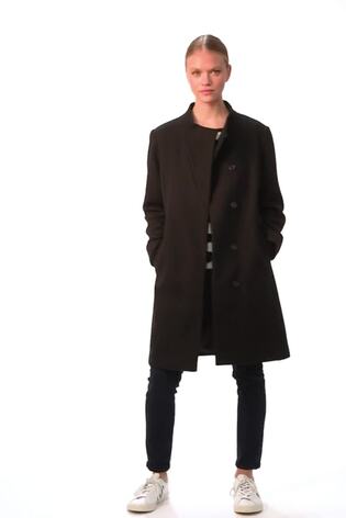 Negro - Abrigo a medida con cuello alzado de Roman - Imagen 2 de 6