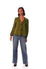 Roman Green Satin Ruffle Neck Blouse - Image 2 of 6