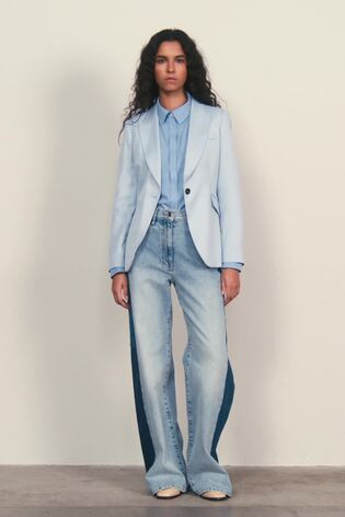 Синий - Reiss Millie Single-Breasted Peak-Lapel Tailored Blazer - Image 2 of 7