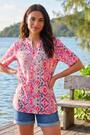 Roman Purple Watercolour Print Embellished Top - Image 2 of 5