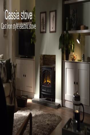 Buy Dimplex Black Cassia Electric Optiflame Stove Fireplace from the Next  UK online shop