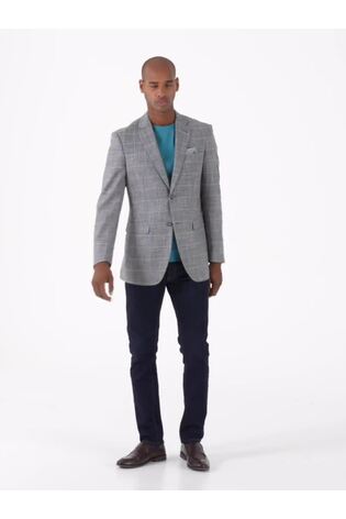 Skopes Grey Tailored Fit Louis Check Jacket - Image 2 of 6 Skopes Grey Tailored Fit Louis Check Jacket - Image 2 of 6