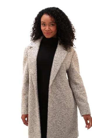 Buy Roman Grey Petite Textured Boucle Coat from the Next UK online