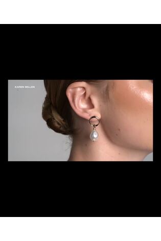 Karen Millen Gold Tone Silver Tone Modern Pearl Drop Earrings - Image 2 of 6