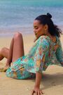 Sosandar Green Baroque Print Tie Waist Beach Kaftan - Image 2 of 6