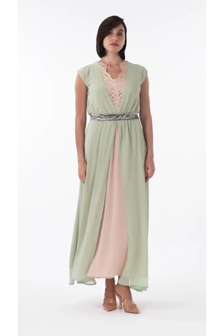 leem Green Lace And Belt Embellished Dress - Image 2 of 6