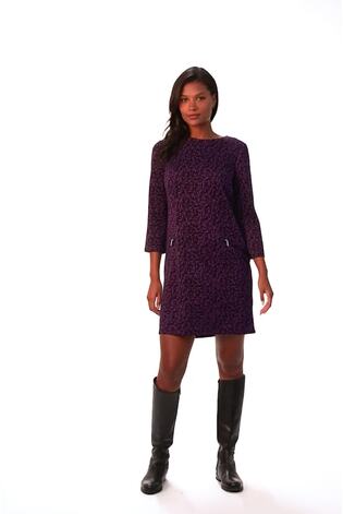 Roman Purple Leaf Print Zip Pocket Detail Dress - Image 2 of 6