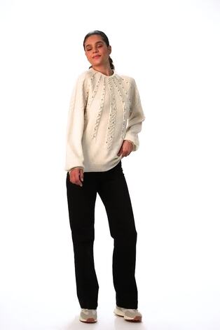 Roman Natural Graduated Faux Pearl Cable Knit Jumper - Image 2 of 6