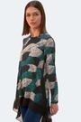 Roman Blue Leaf Print Chiffon Dipped Hem Top - Image 2 of 6