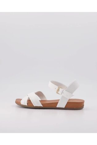 Dune London White Landie Cross Strap Comfort Sandals - Image 2 of 6