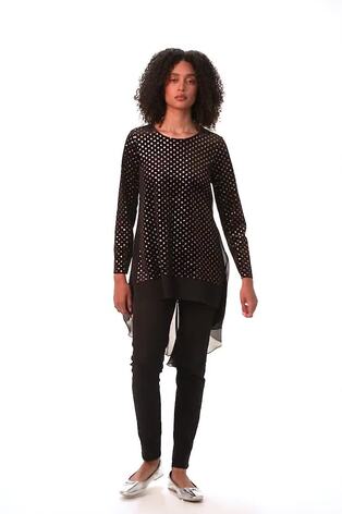 Roman Pink Glitter Spot Print Chiffon Hem Tunic Top - Image 2 of 6
