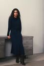 Reiss Navy Alina Compact-Knit Belted Midi Dress - Image 2 of 7