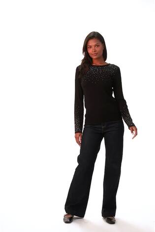Roman Black Hotfix Embellished Sleeve Knit Jumper - Image 2 of 6