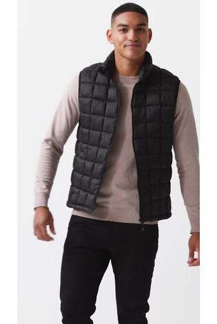 Black Lightweight Square Quilted Shower Resistant Gilet - Image 2 of 9