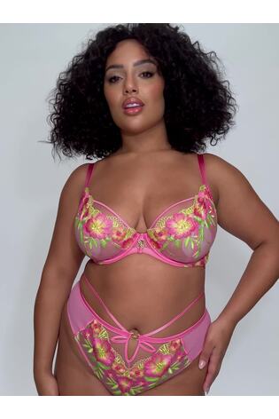 Ann Summers Pink Breeze Embroidered Non Pad DD+ Plunge Bra - Image 2 of 6 Ann Summers Pink Breeze Embroidered Non Pad DD+ Plunge Bra - Image 2 of 6