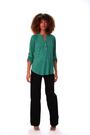 Green Roman Grey Metallic Linear Floral Stretch Blouses - Image 2 of 6