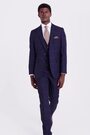 MOSS Navy Blue Slim Fit Check Suit: Jacket - Image 2 of 6