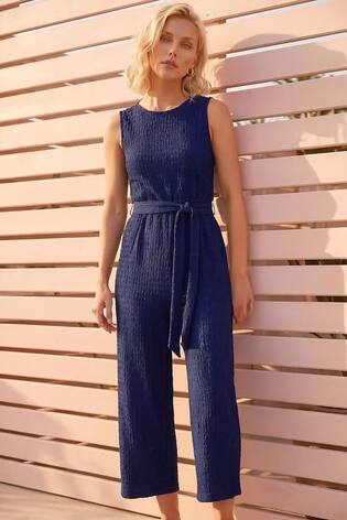 Roman Blue Petite Textured Jumpsuit - Image 2 of 5