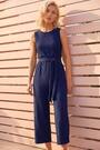 Roman Blue Petite Textured Jumpsuit - Image 2 of 5