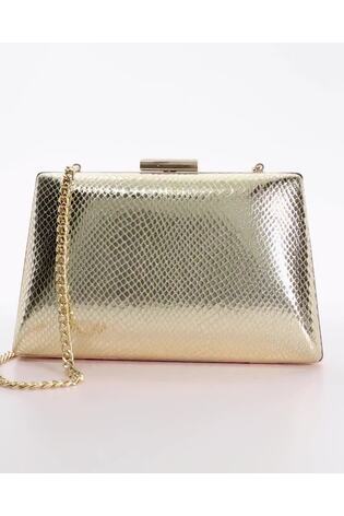 Dune London Gold Bellaria Angled Frame Clutch Bag - Image 2 of 5