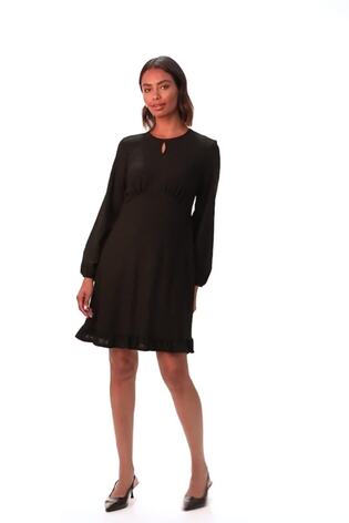 Roman Black Textured Spot Keyhole Dress - Image 2 of 6