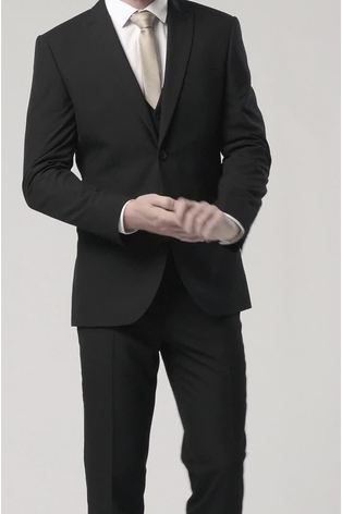 Black Tailored Two Button Suit Jacket - Image 2 of 6