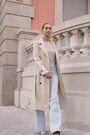 Sosandar Cream Faux Leather Trench Coat - Image 2 of 6