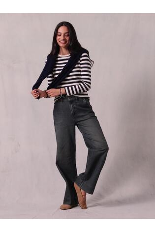 Hove Dark Teal Blue Wide Leg Crop Jeans - Image 2 of 8