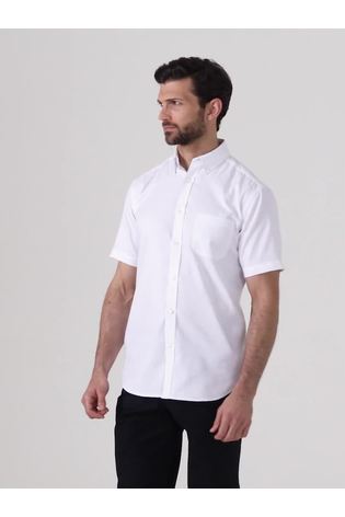 Skopes White Tailored Fit Pinpoint Oxford Short Sleeve Formal Shirt - Image 2 of 6