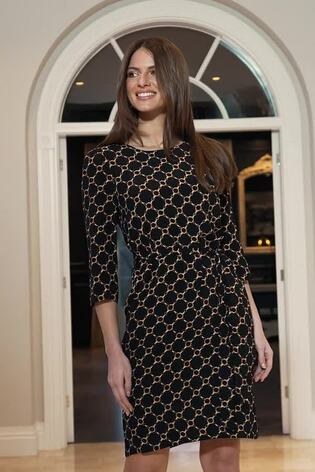 Sosandar Black Belted Shift Dress - Image 2 of 5