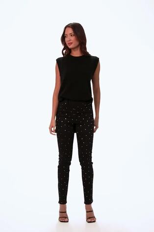 Roman Black Diamante Embellished Stretch Jegging - Image 2 of 6 Roman Black Diamante Embellished Stretch Jegging - Image 2 of 6