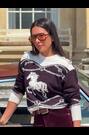Lipsy x Gemma Owen Cream and Burgundy Red Horse Detail Knitted Jumper - Image 2 of 7