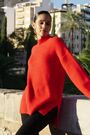 Sosandar Red High Neck Folded Button Cuff Jumper - Image 2 of 10