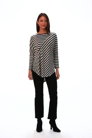 Roman Grey Contrast Stripe Stretch Jersey Top - Image 2 of 6