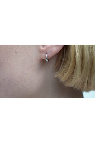Ted Baker Silver Tone Crislie Logo Hoop Earrings - Image 2 of 6