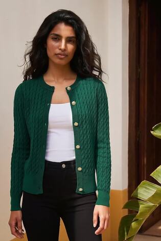 Roman Green Cable Knit Cardigan - Image 2 of 5