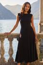 Roman Black High Neck Pleated Midi Dress - Image 2 of 5