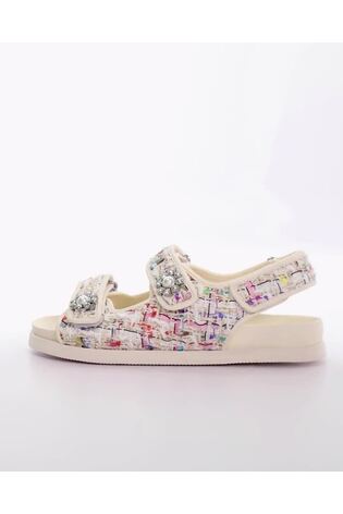 Dune London Cream Lamara Double Strap Footbed Sandals - Image 2 of 6