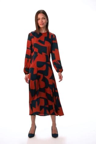 Roman Red Geometric Colourblock Print Midi Dress - Image 2 of 6