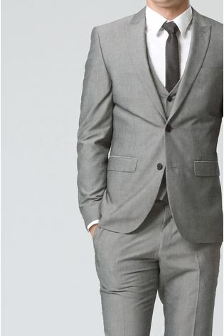 Light Grey Slim Fit Two Button Suit Jacket - Image 1 of 1