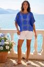 Roman Blue Floral Crochet Knit Top - Image 2 of 5