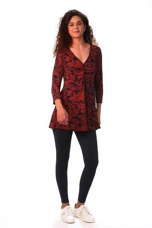 Roman Brown Printed Ruched Front Hanky Top - Image 2 of 6