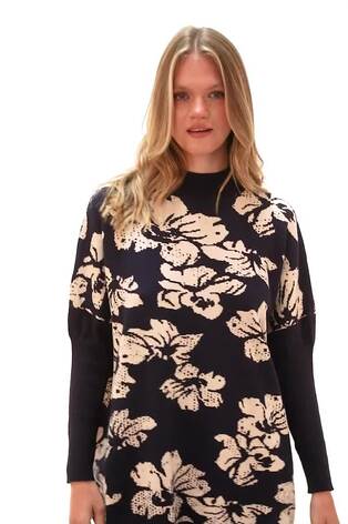 Roman Blue Floral Mono Print Knit Jumper - Image 2 of 6