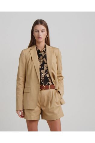 Lauren Ralph Lauren Tan Brown Bonaro Cotton Twill Blazer - Image 2 of 9