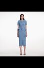 Self-Portrait Blue Peplum Knit Midi Dress - Image 2 of 8