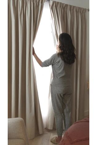 Dark Navy Blue Matte Velvet Pencil Pleat Blackout/Thermal Curtains - Image 2 of 8